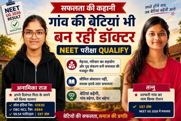 NEET परीक्षा Qualify करने वाली अनामिका राज और तन्नु की सफलता की कहानी, गांव की बेटियां डॉक्टर बनने की ओर बढ़ीं।